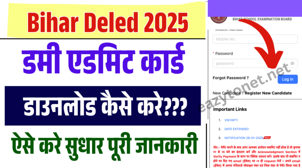 Bihar Deled Dummy Admit Card 2025: बिहार Deled डमी एडमिट कार्ड डाउनलोड 2025 (Link Active)