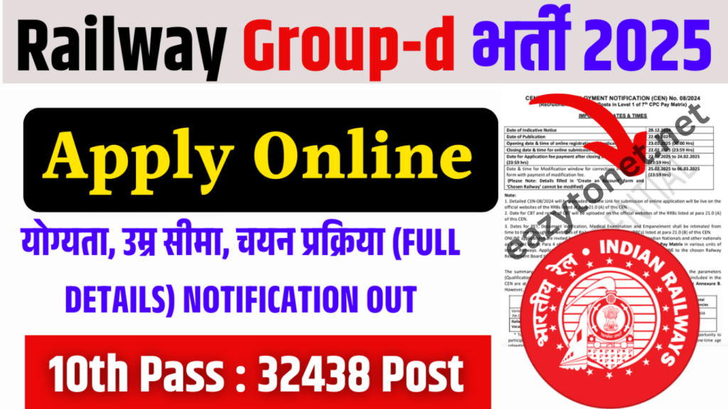 RRB Railway Group D Recruitment 2025: RRB Level 1 Post Eligibility, Age Limit Apply Online For 32438 Post (Start)